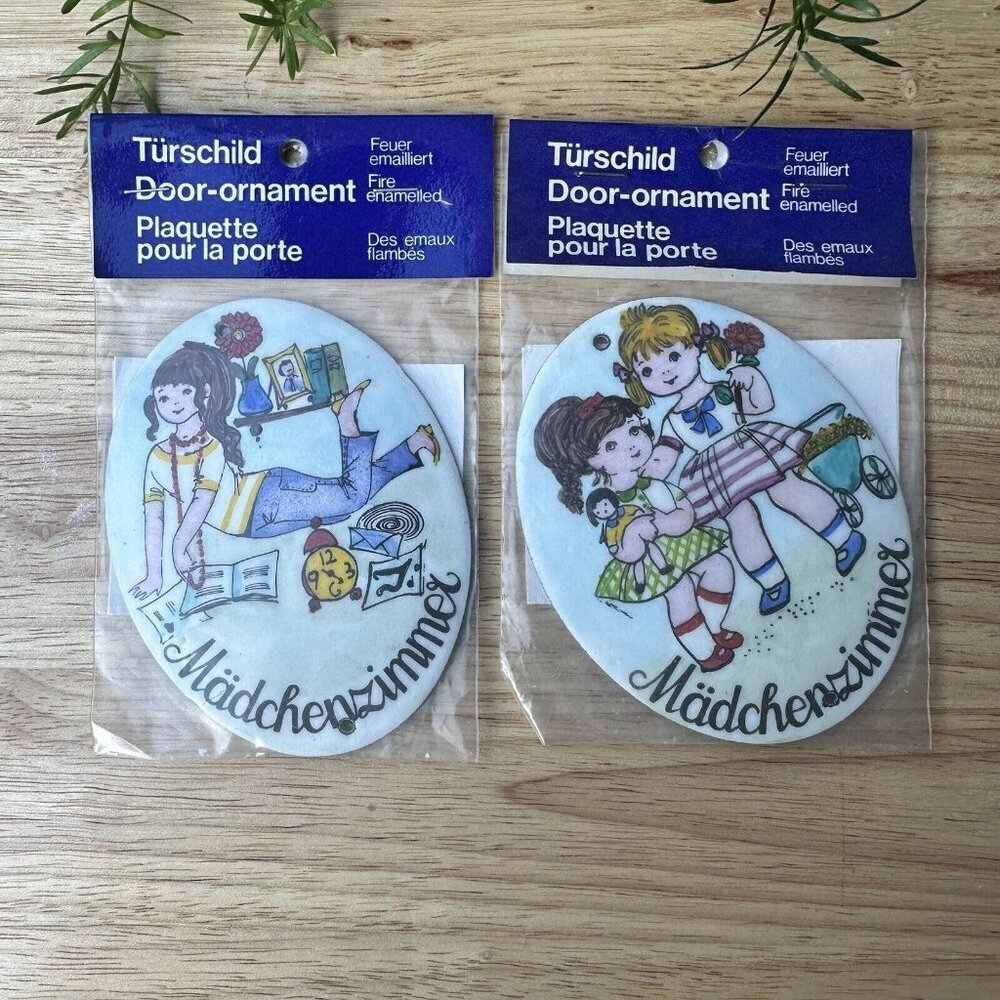 VTG Steinbock Door Ornament Enamel Handmade Austria Wall‎ Decor Lot Of 2 Europe